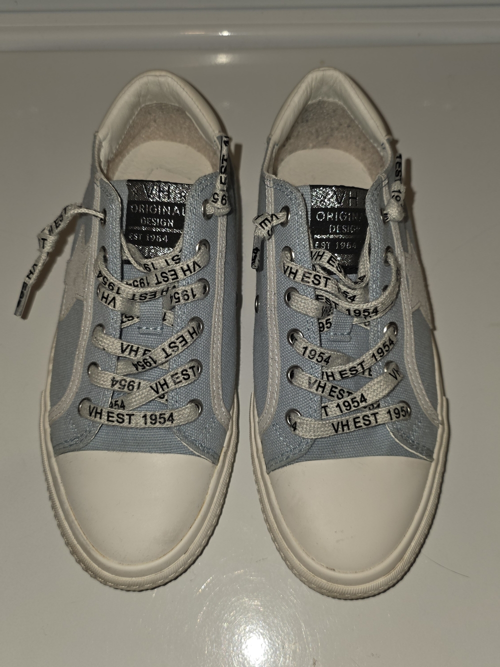Vintage Havana Suzzie Light Blue and White Low-Top Sneakers